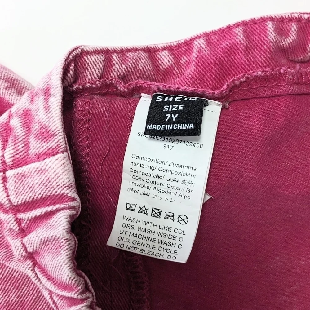 SHEIN Girls Pink Denim Skirt with Bow